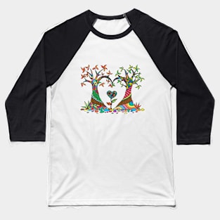 The Colourful Love Tree Design T-Shirt Baseball T-Shirt
